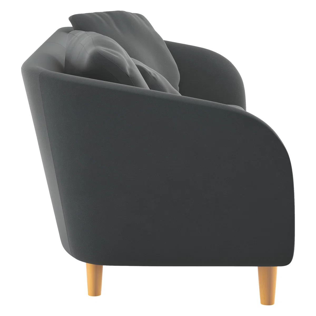 Colby Grey Velvet 3 Seater Sofa, Wooden Feet, Grey – image 4