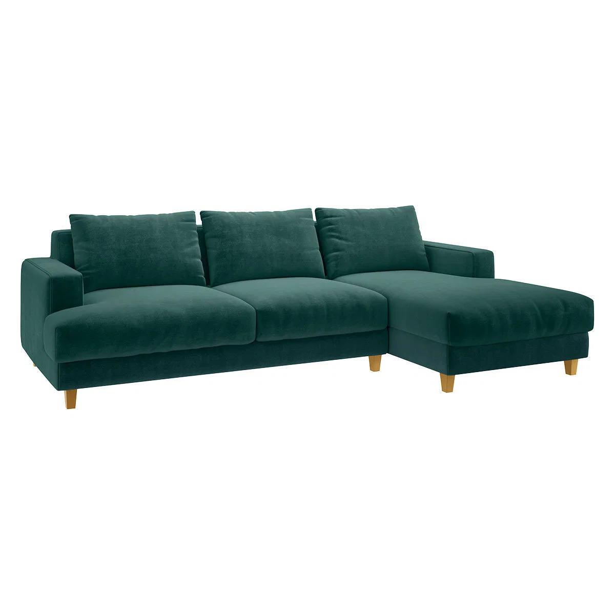 Wiltons Emerald Green Velvet Right Hand Chaise Sofa, Green – image 3