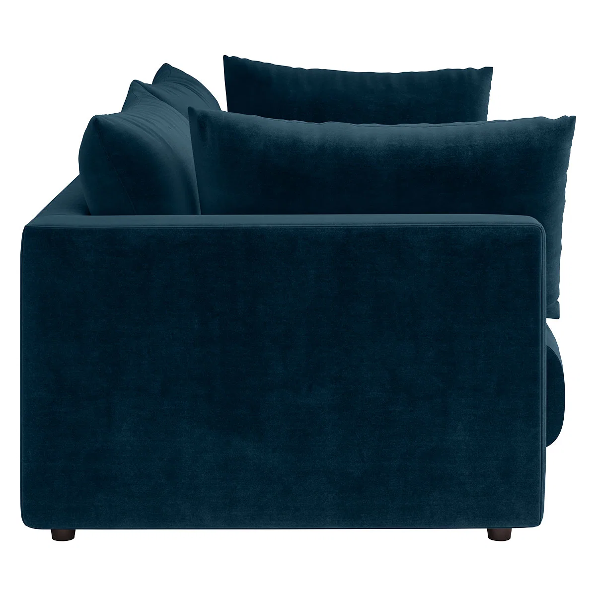 Clemence Ink Blue Velvet 3 Seat Sofa, Blue – image 3