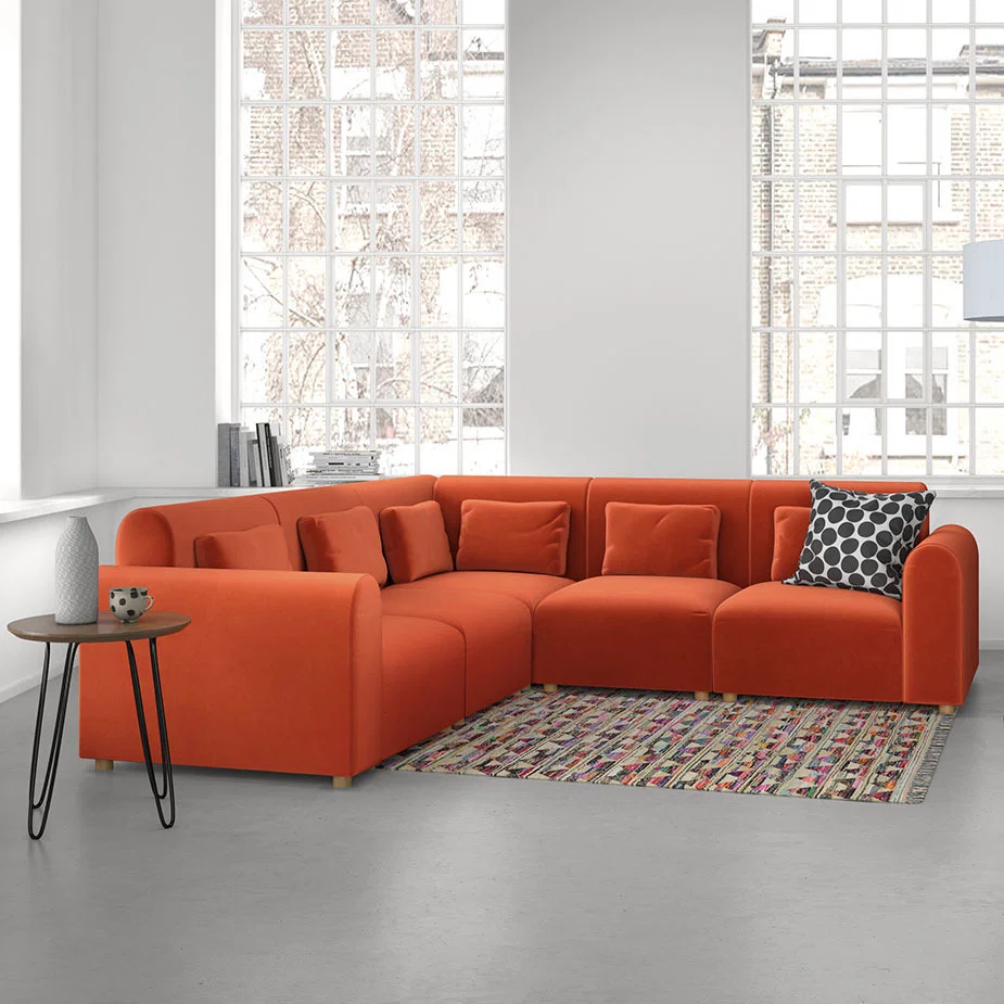 Tab Teal Green FaBric 3 Seat Reversible Corner Sofa, Green – image 8