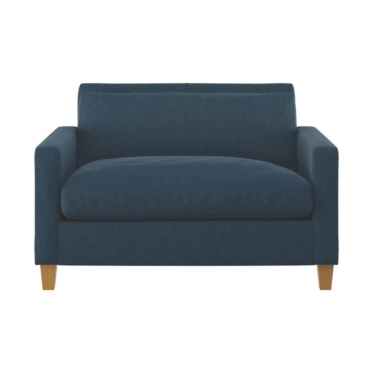 Chester Navy Blue Tweed Wool Mix Compact Sofa, Oak Stained Feet, Navy – image 1