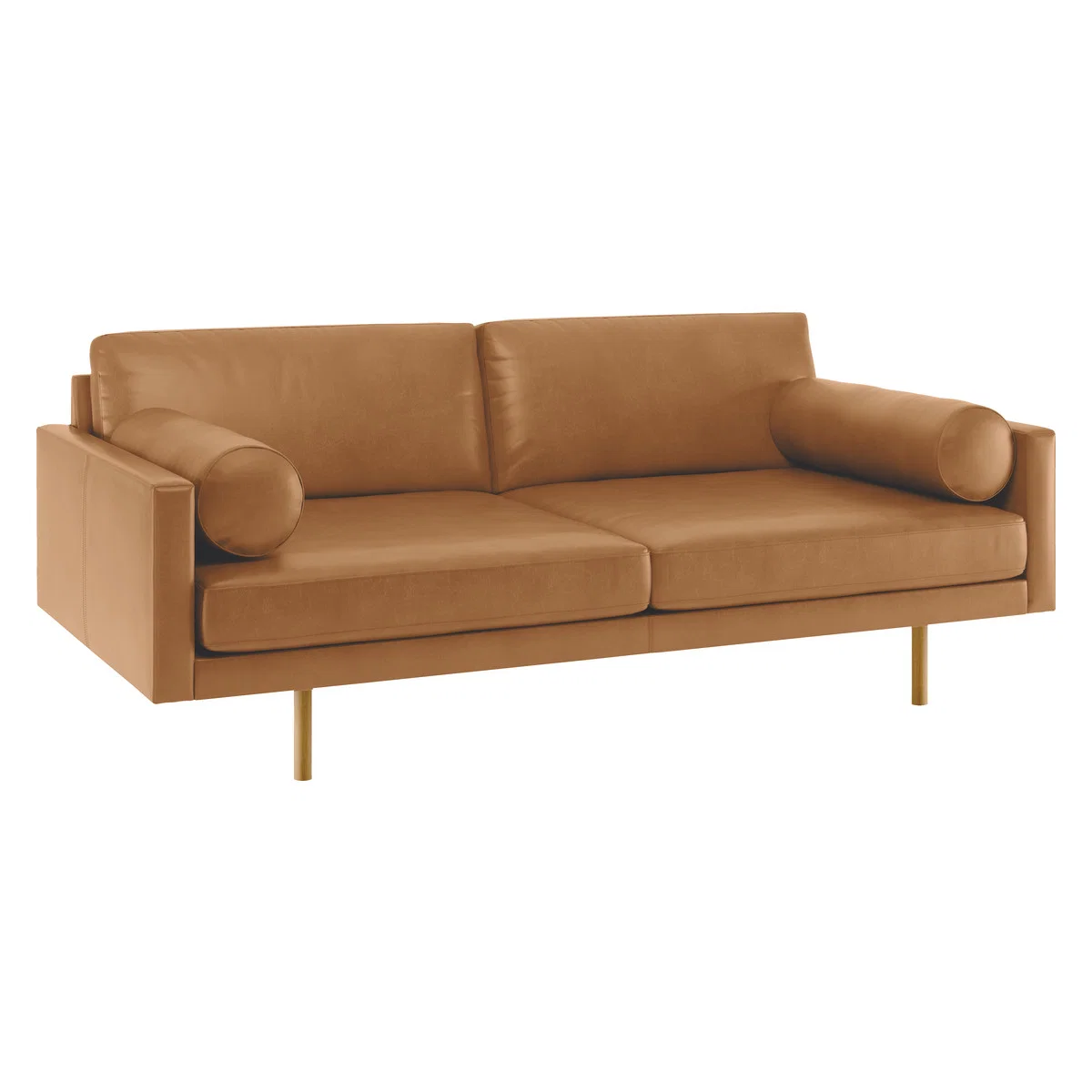 Spencer Mid Tan Leather 3 Seater Sofa, Oak Legs, Mid Tan – image 3