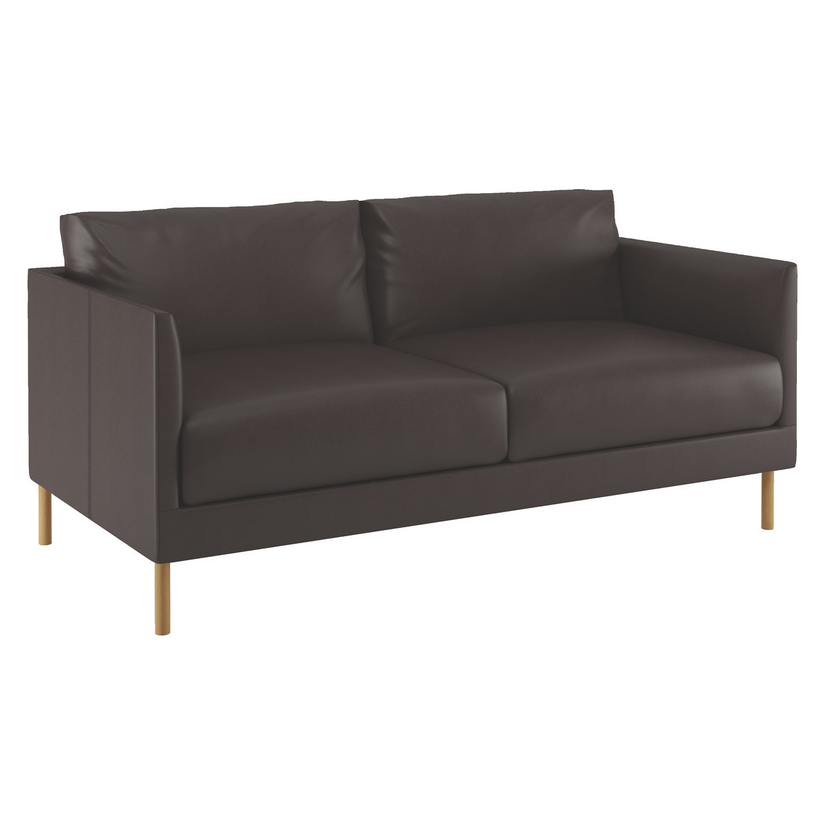 Hyde Brown Leather 2 Seater Sofa, Wooden Legs, Brown – image 3