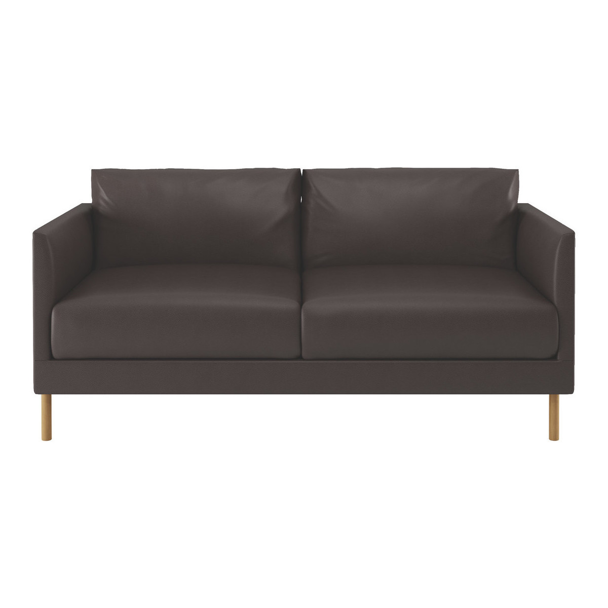 Hyde Brown Leather 2 Seater Sofa, Wooden Legs, Brown – image 1