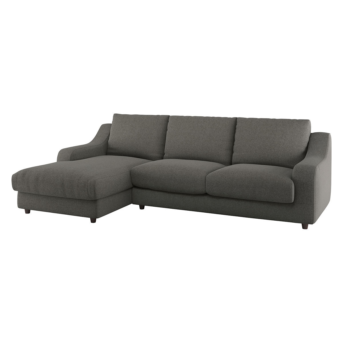 Slope Charcoal Grey Wool Tweed Left Arm Chaise Sofa, Charcoal – image 3