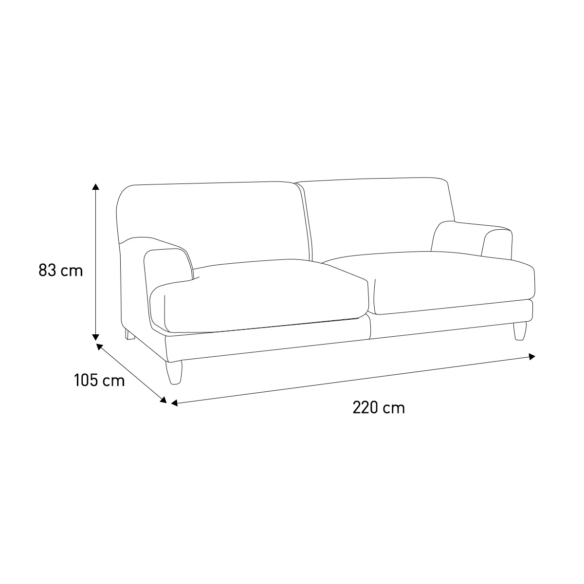 Askem Charcoal Grey Brushed Cotton 3 Seater Sofa, Charcoal – image 9