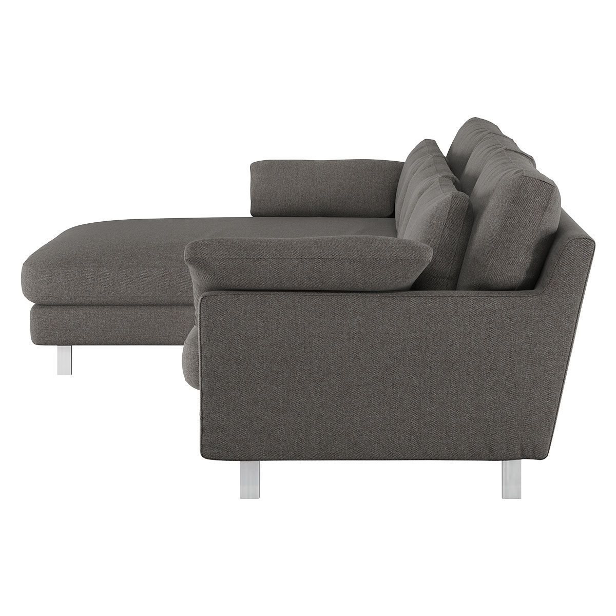 Cuscino Charcoal Grey Wool Tweed Left-Arm Chaise Sofa, Charcoal – image 4