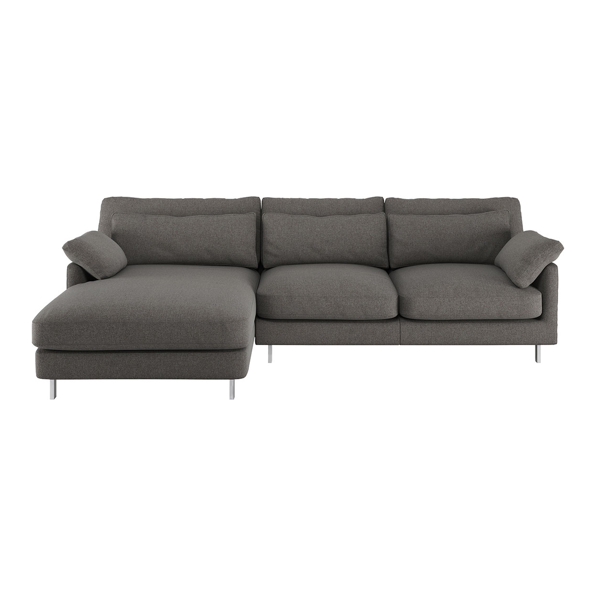 Cuscino Charcoal Grey Wool Tweed Left-Arm Chaise Sofa, Charcoal – image 1