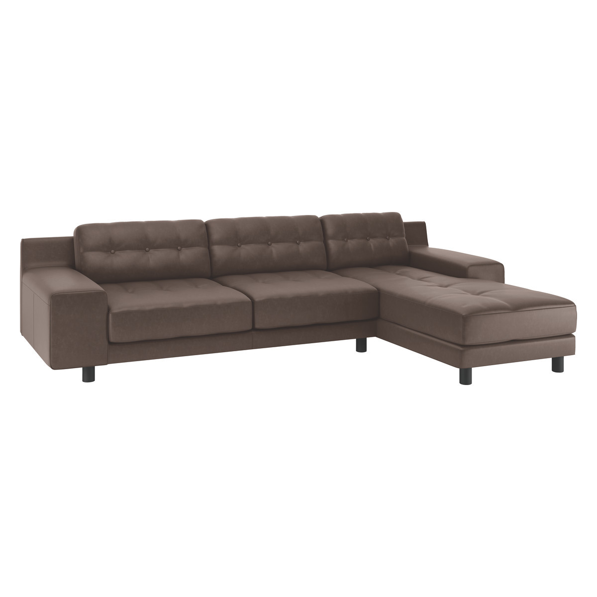 Hendricks Chocolate Brown Luxury Leather Right Arm Chaise Sofa, Brown – image 3