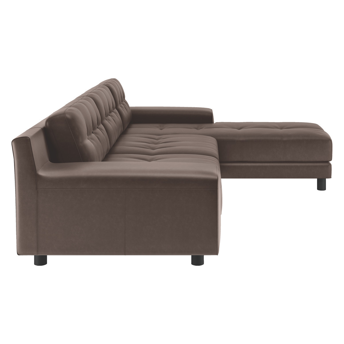 Hendricks Chocolate Brown Luxury Leather Right Arm Chaise Sofa, Brown – image 4