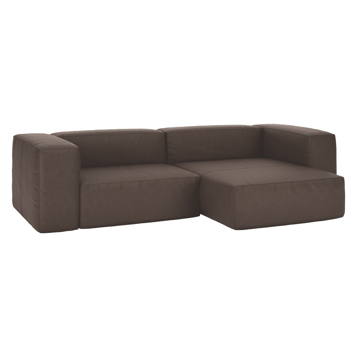 Opollo Brown Luxury Leather Small Right Arm Chaise Sofa, Brown – image 3