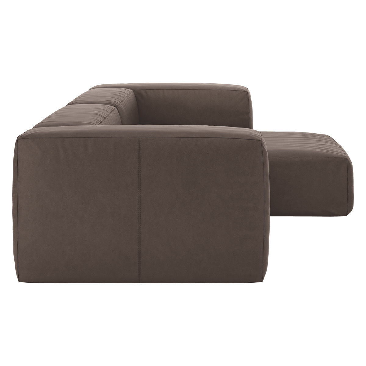 Opollo Brown Luxury Leather Small Right Arm Chaise Sofa, Brown – image 4