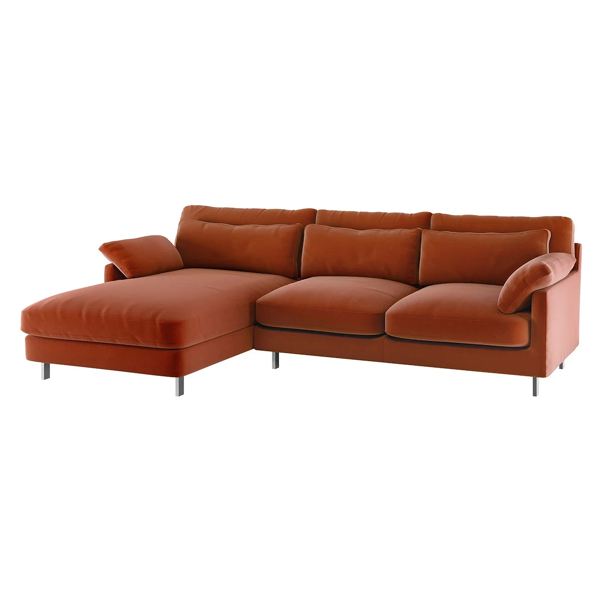 Cuscino Orange Velvet Left Hand-Arm Sofa, Orange – image 3