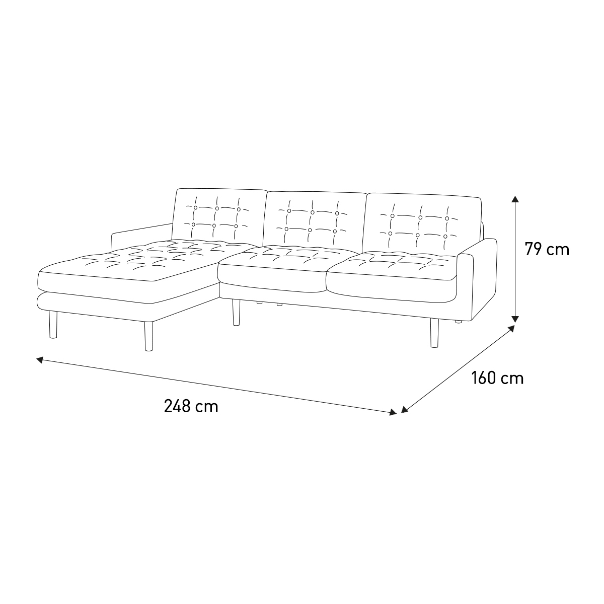 Fenner Charcoal Grey Italian Woven Left-Hand 4 Seater Chaise Sofa, Charcoal – image 6