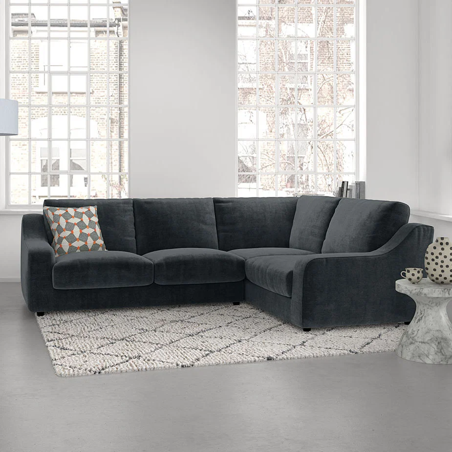 Slope Navy Blue Velvet Right Arm Corner Sofa, Dark Blue – image 2