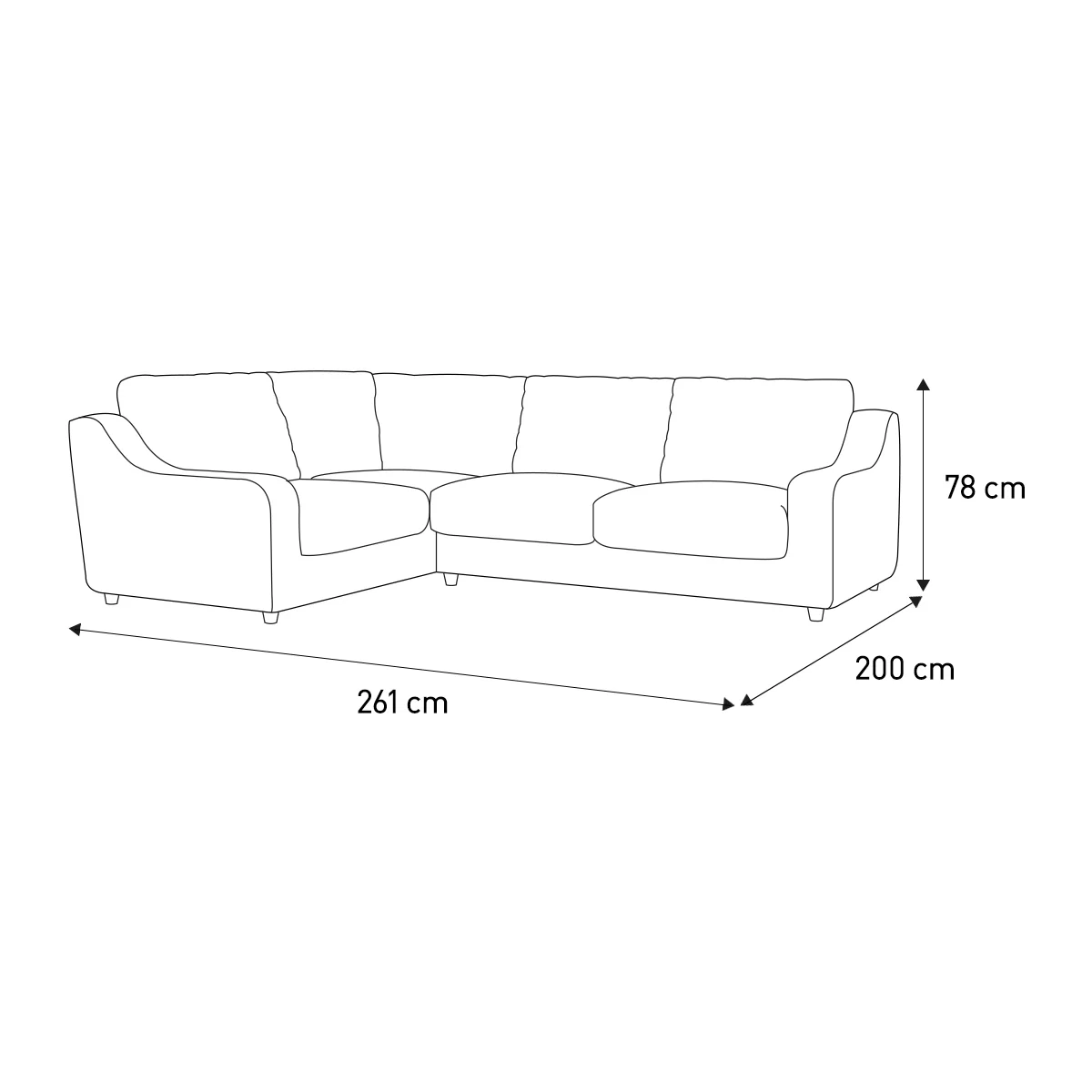 Slope Navy Blue Velvet Right Arm Corner Sofa, Dark Blue – image 7