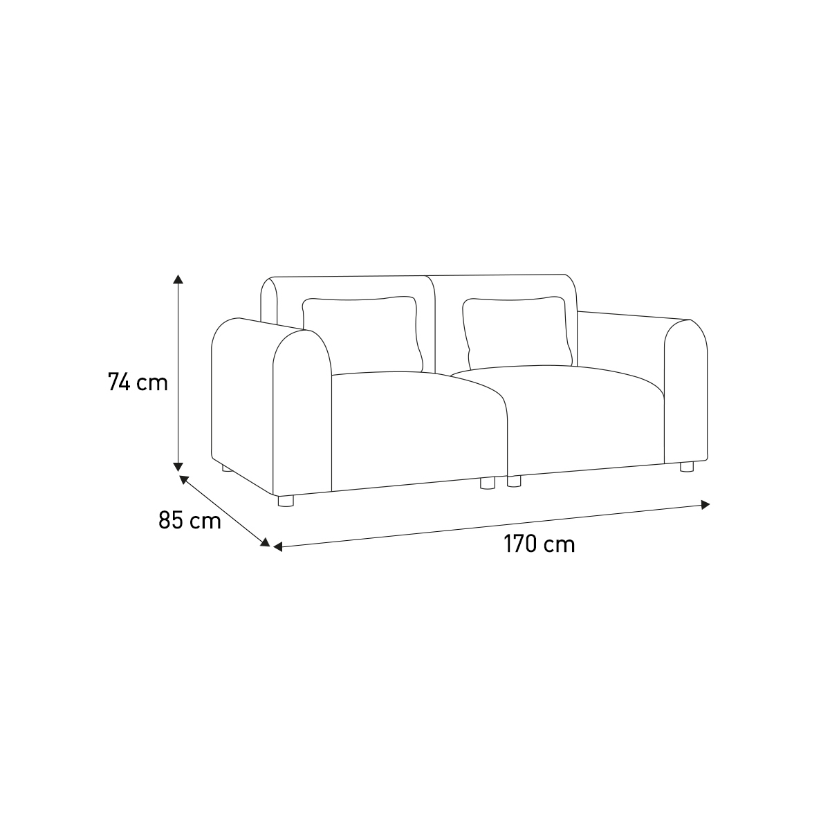 Tab Charcoal Grey FaBric 2 Seater Sofa, Charcoal – image 7