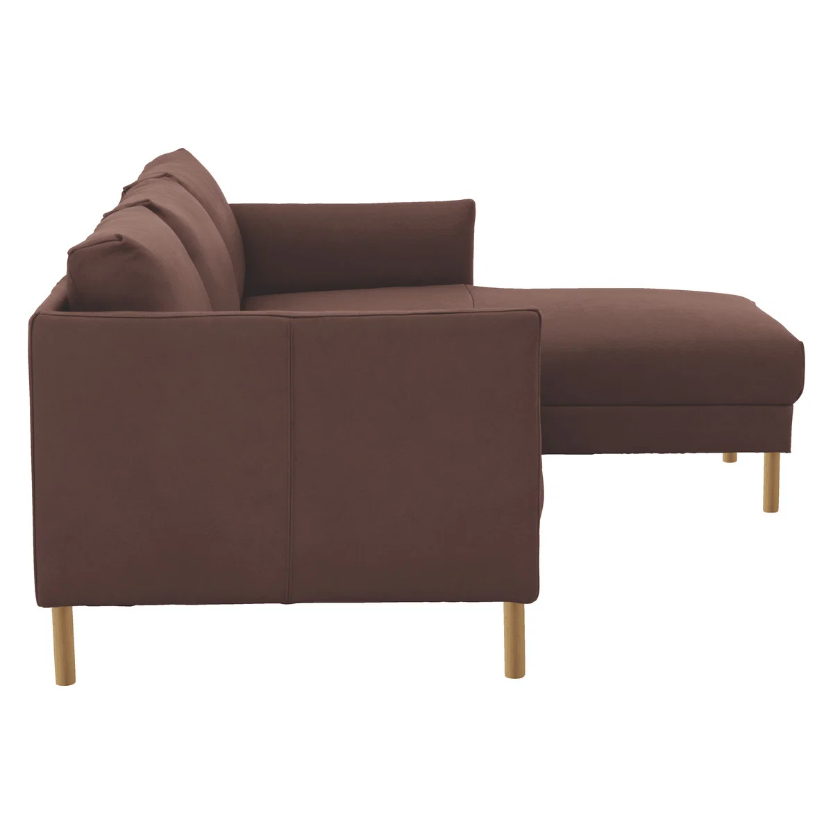 Hyde Brown Premium Leather Right-Arm Chaise Sofa, Wooden Leg, Brown – image 4