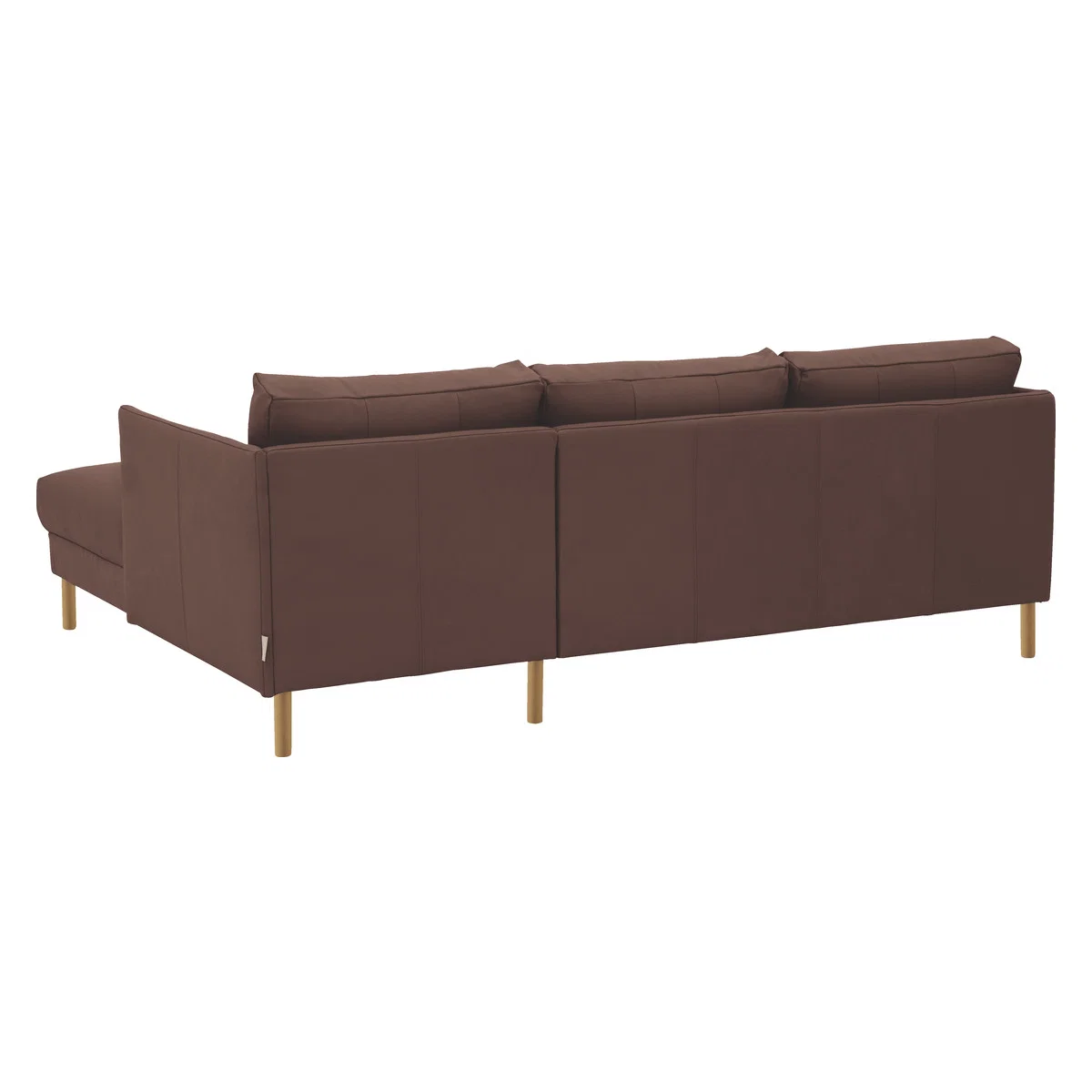 Hyde Brown Premium Leather Right-Arm Chaise Sofa, Wooden Leg, Brown – image 5