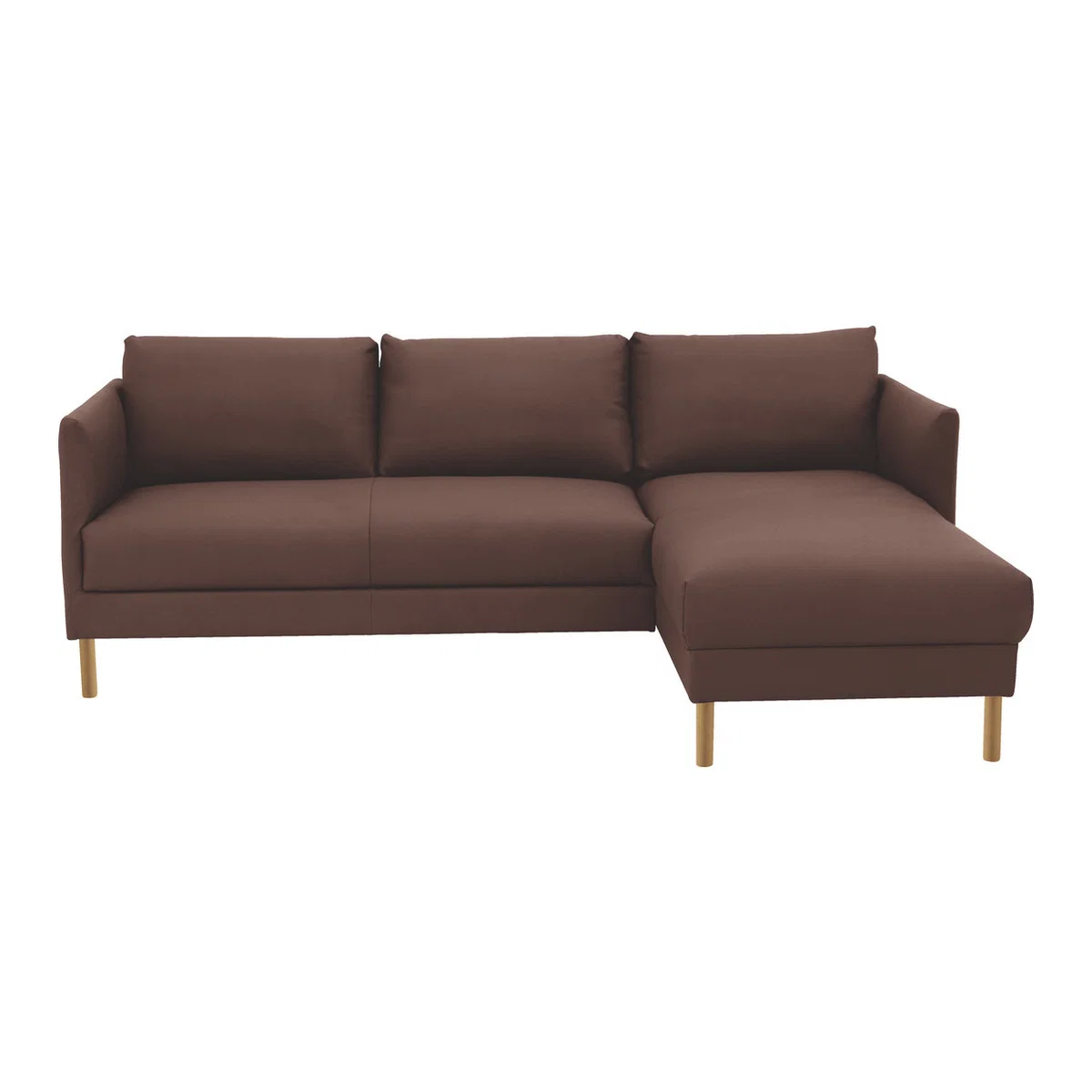 Hyde Brown Premium Leather Right-Arm Chaise Sofa, Wooden Leg, Brown – image 1