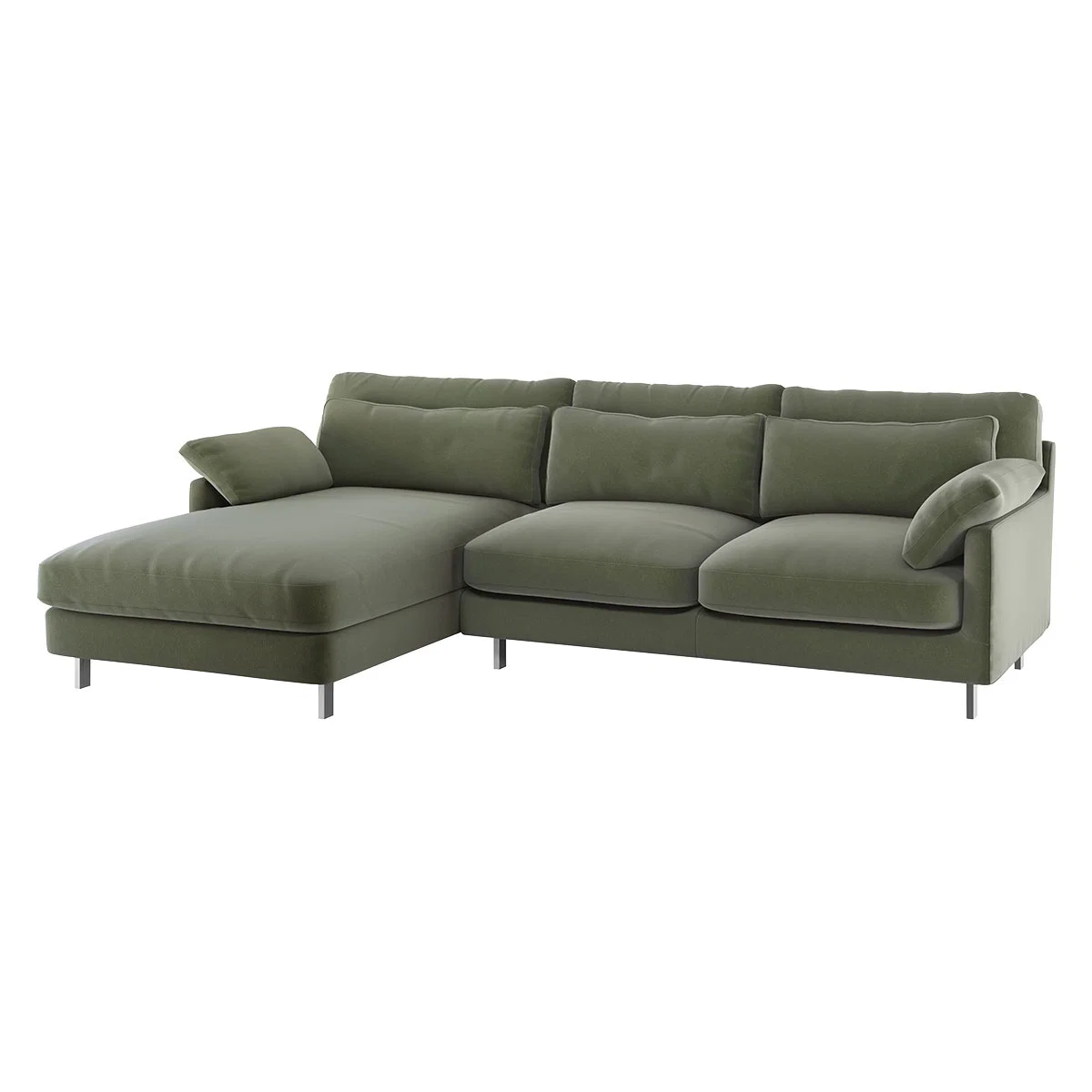 Cuscino Sage Green Velvet Left-Arm Chaise Sofa, Green Green – image 3