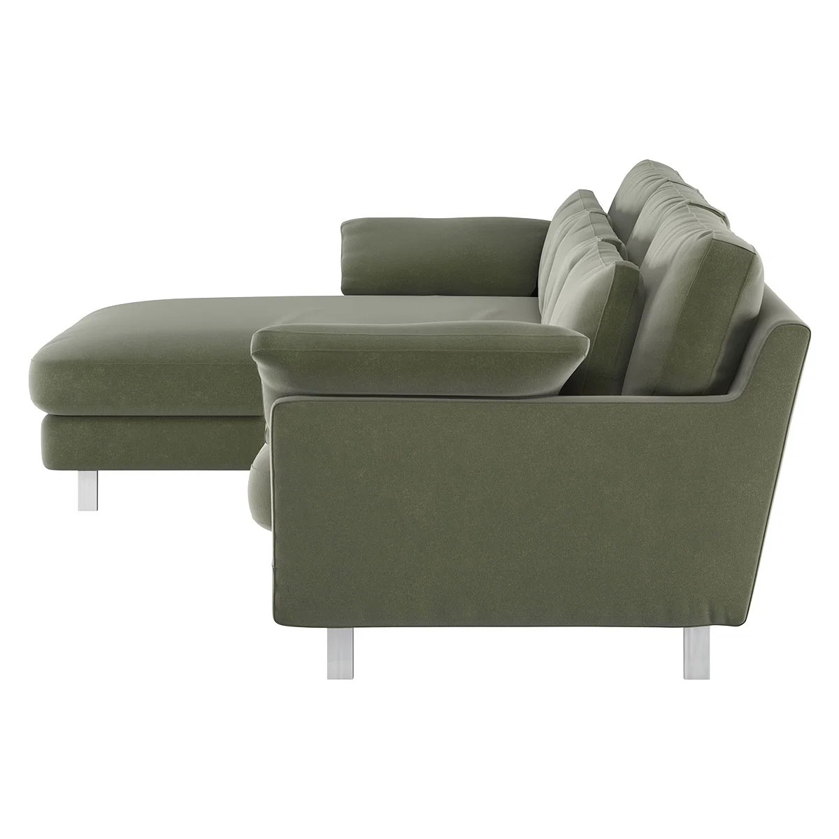 Cuscino Sage Green Velvet Left-Arm Chaise Sofa, Green Green – image 4