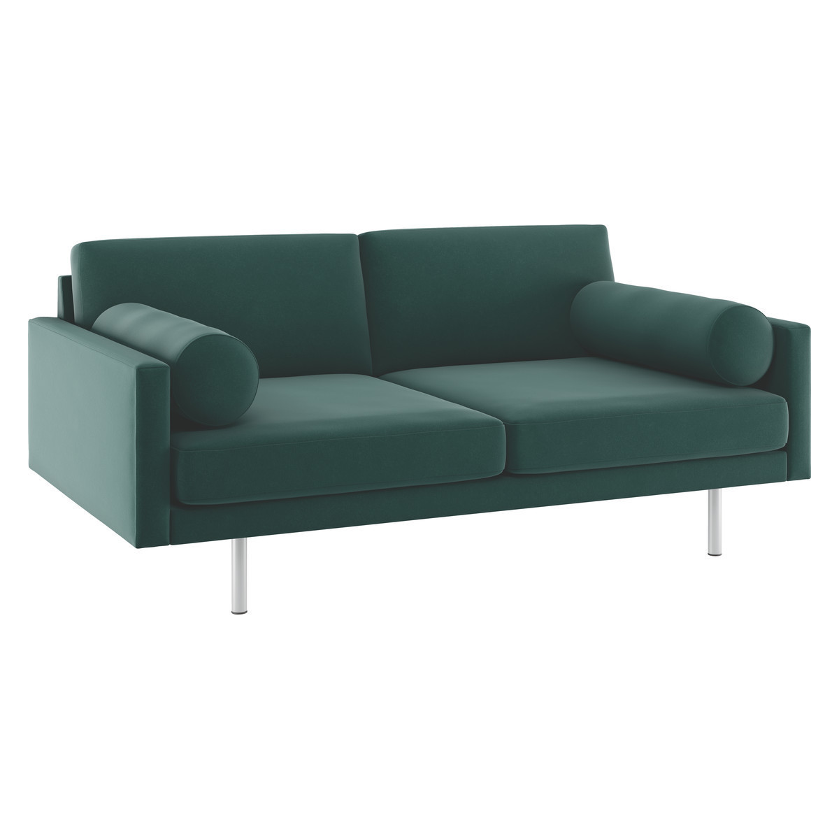 Spencer Emerald Green Velvet 2 Seater Sofa, Metal Legs, Green – image 3