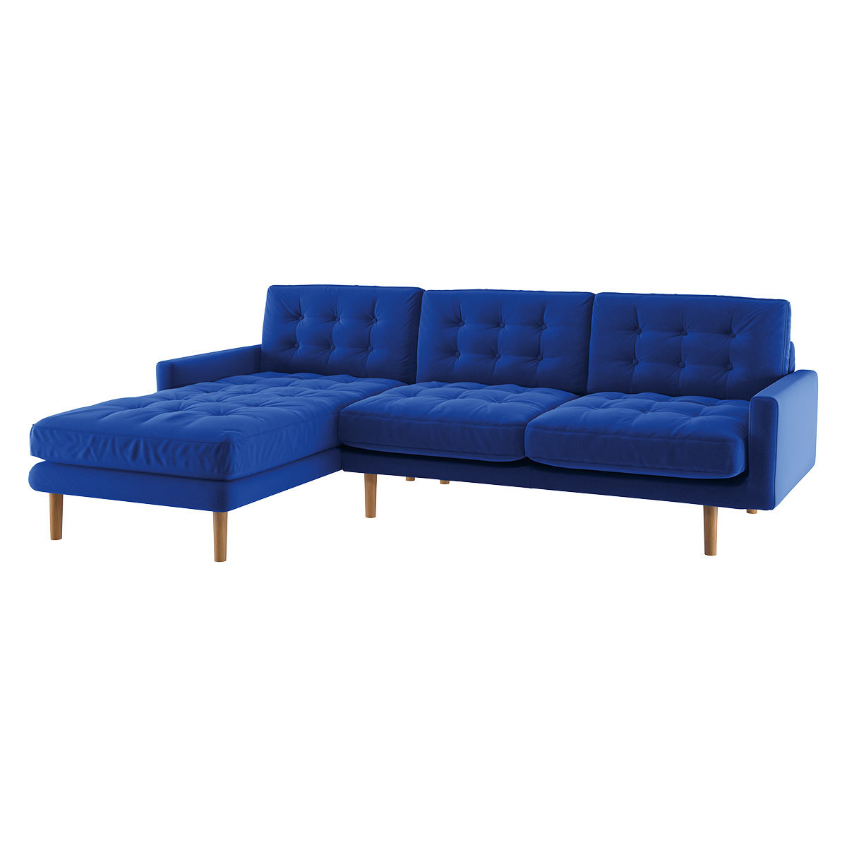Fenner Cobalt Blue Velvet Left-Hand 4 Seater Chaise Sofa, Blue – image 3