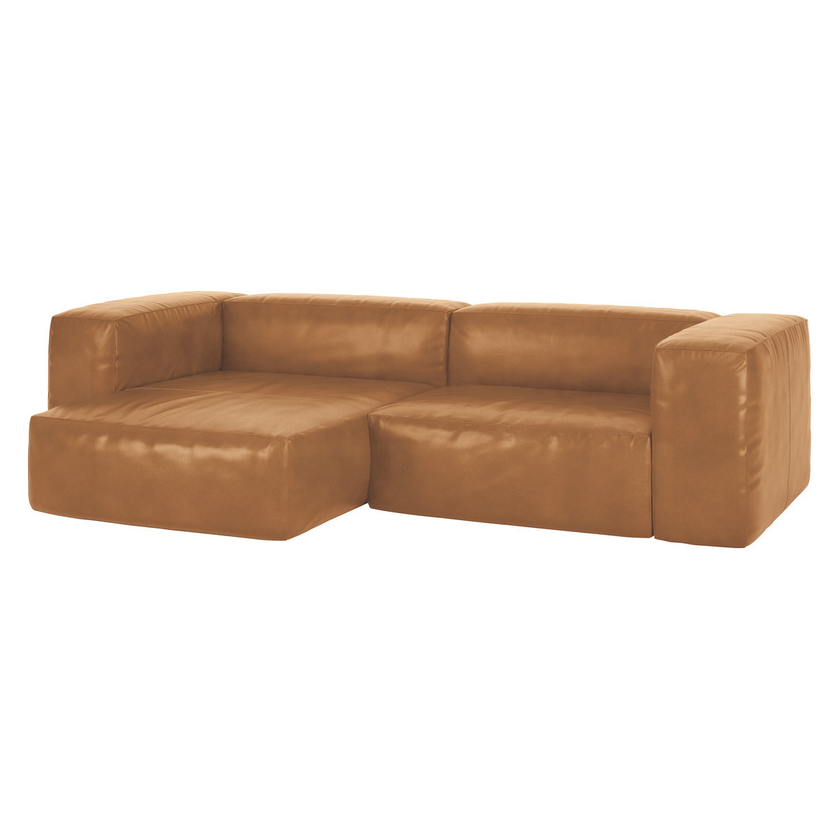 Opollo Mid Tan Leather Small Left Arm Chaise Sofa Group, Mid Tan – image 3