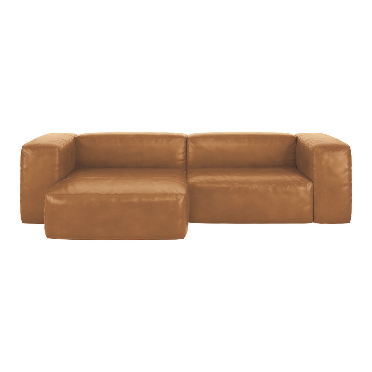 Opollo Mid Tan Leather Small Left Arm Chaise Sofa Group, Mid Tan – image 1