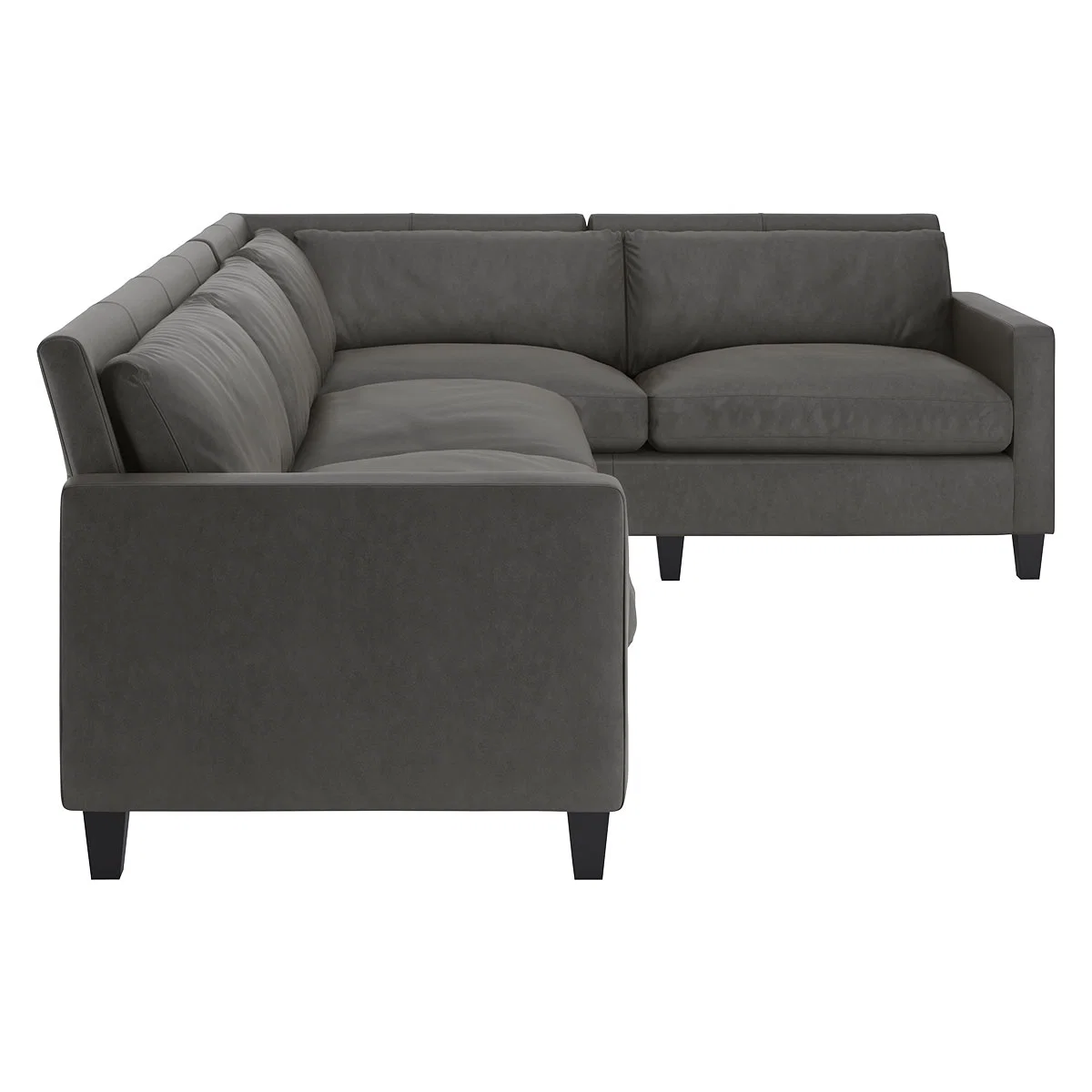 Chester Grey Leather Left-Arm Corner Sofa, Dark Stained Feet, Grey – image 3