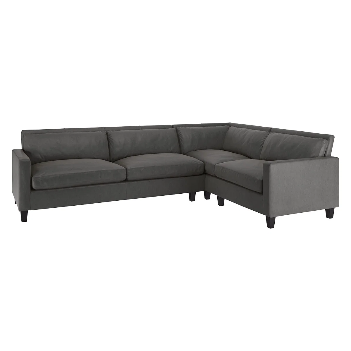 Chester Grey Leather Left-Arm Corner Sofa, Dark Stained Feet, Grey – image 4