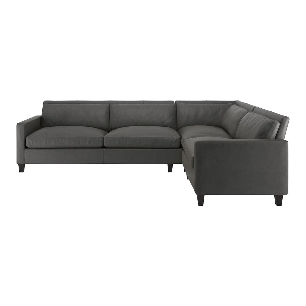 Chester Grey Leather Left-Arm Corner Sofa, Dark Stained Feet, Grey – image 1