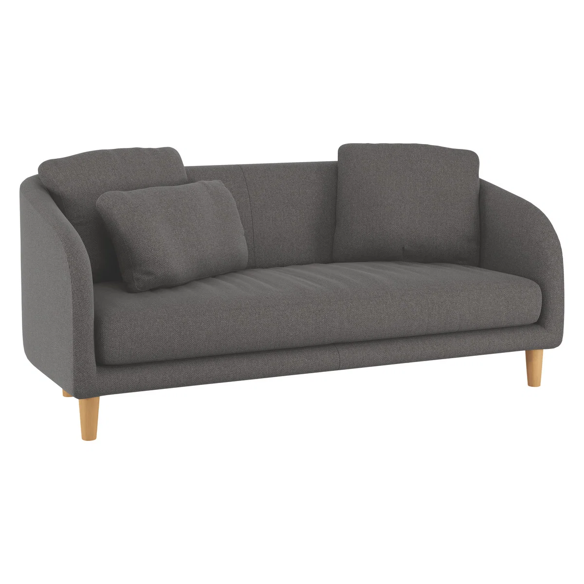 Colby Charcoal Grey Wool Herringbone 2 Seater Sofa, Charcoal – image 3