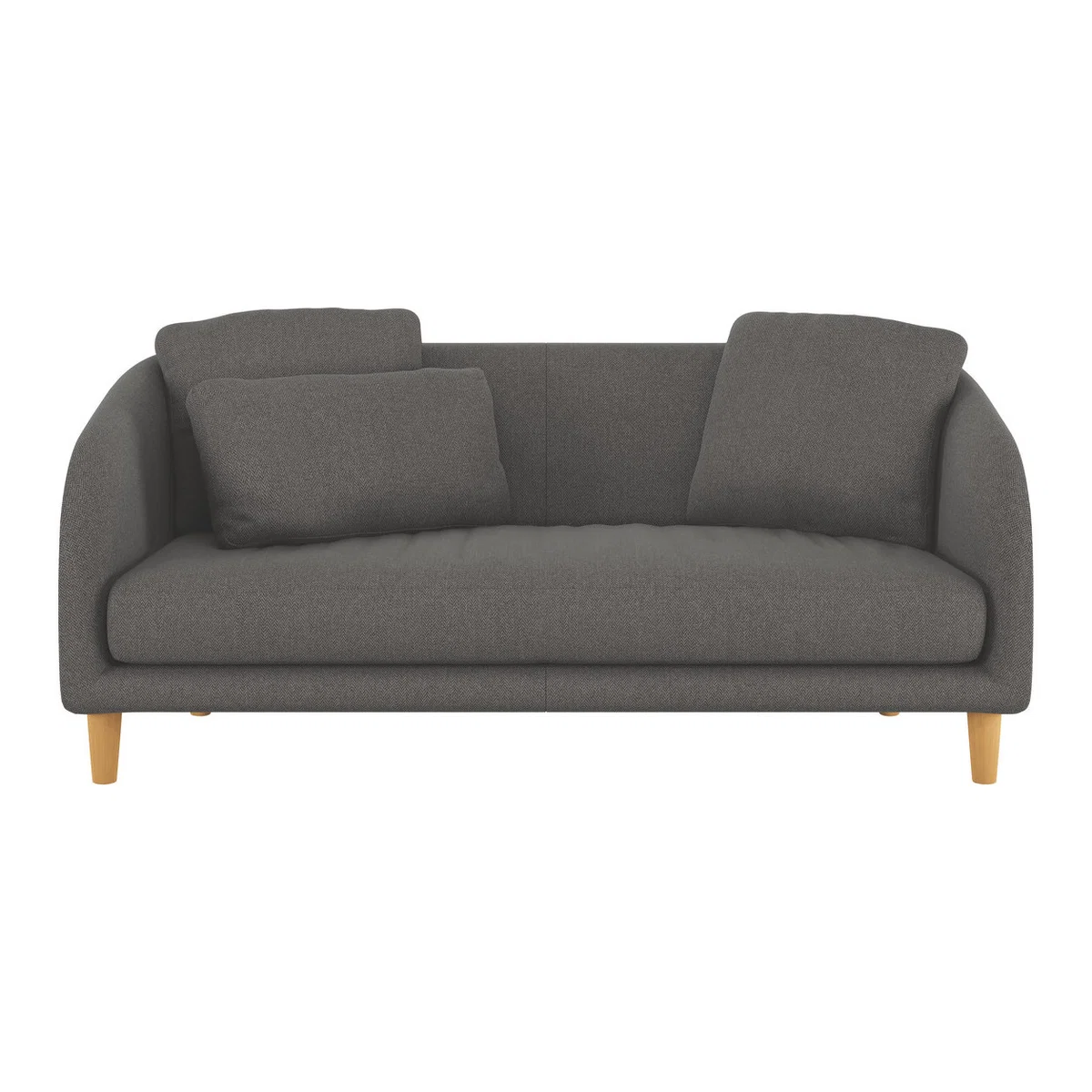 Colby Charcoal Grey Wool Herringbone 2 Seater Sofa, Charcoal – image 1