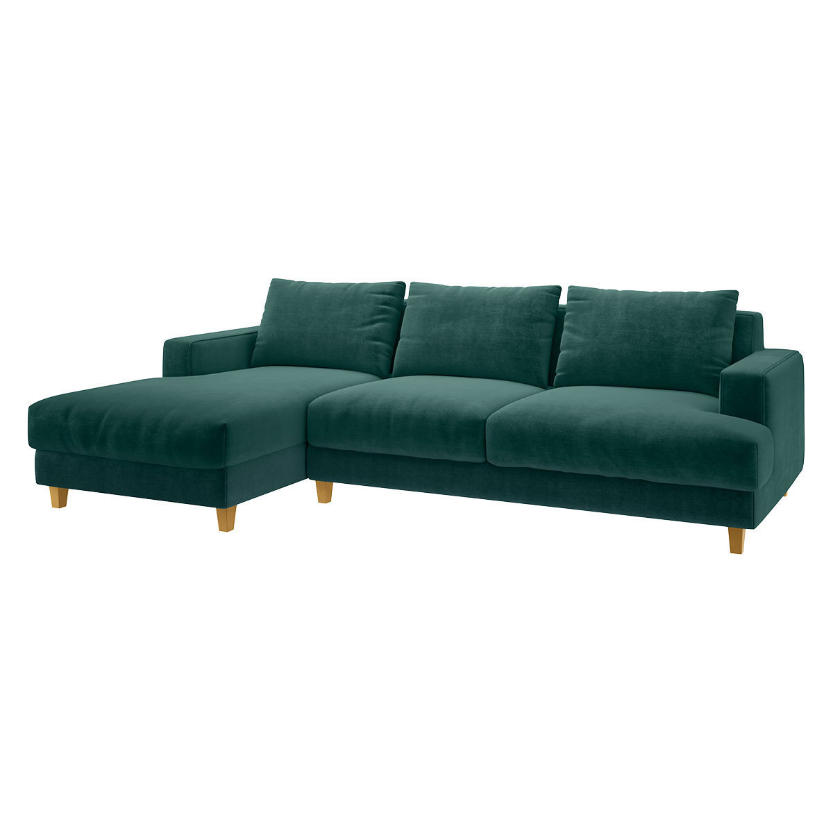 Wiltons Emerald Green Velvet Left Hand Chaise Sofa, Green – image 3