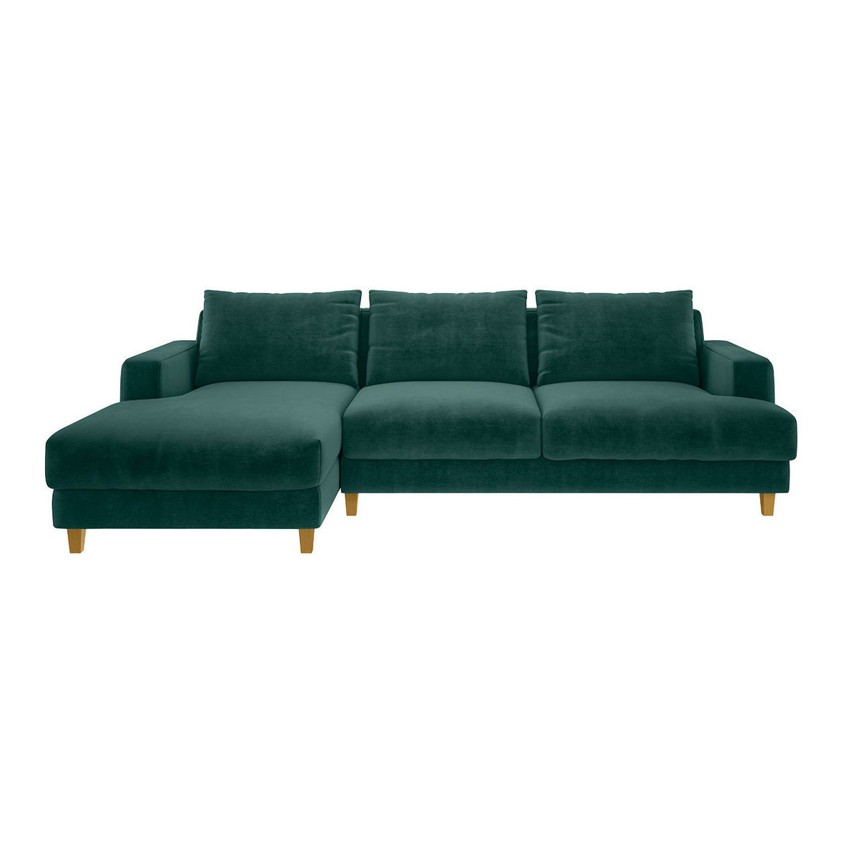 Wiltons Emerald Green Velvet Left Hand Chaise Sofa, Green – image 1