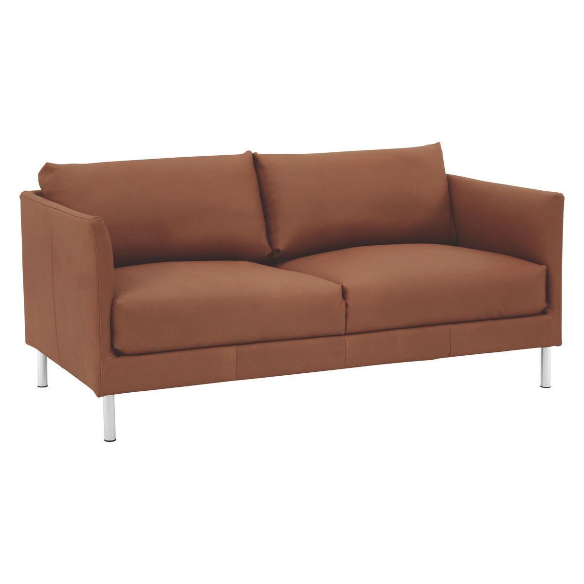 Hyde Tan Premium Leather 2 Seater Sofa, Metal Leg, Tan – image 3
