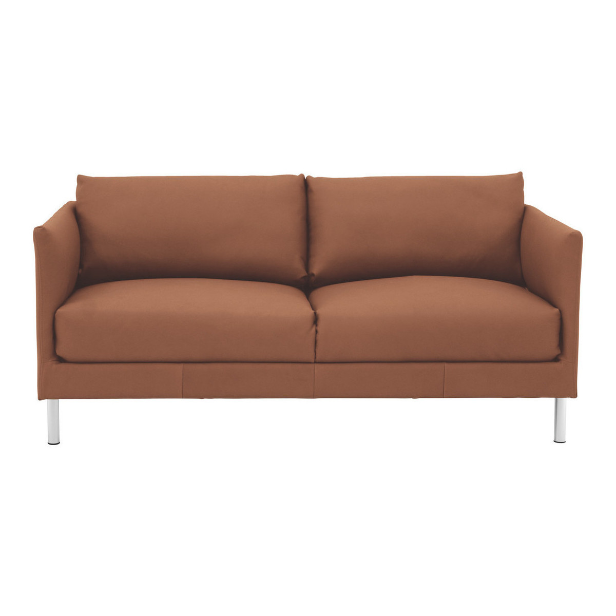 Hyde Tan Premium Leather 2 Seater Sofa, Metal Leg, Tan – image 1