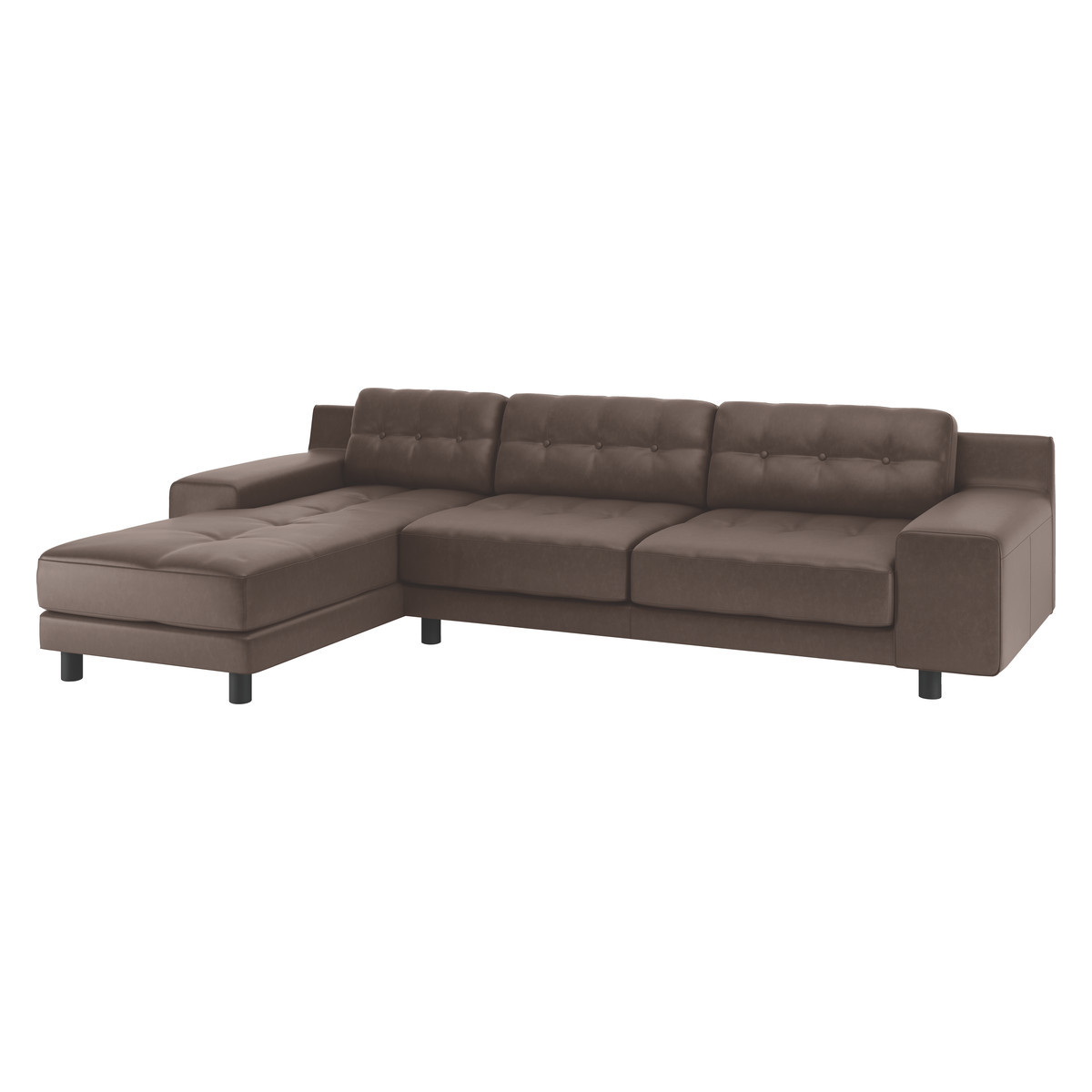Hendricks Chocolate Brown Luxury Leather Left Arm Chaise Sofa, Brown – image 3