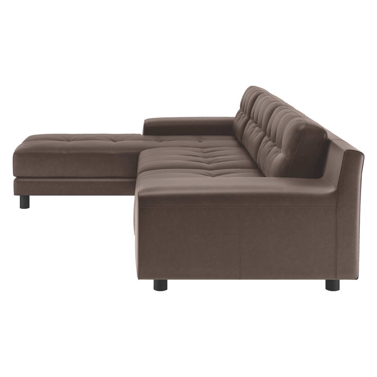 Hendricks Chocolate Brown Luxury Leather Left Arm Chaise Sofa, Brown – image 4