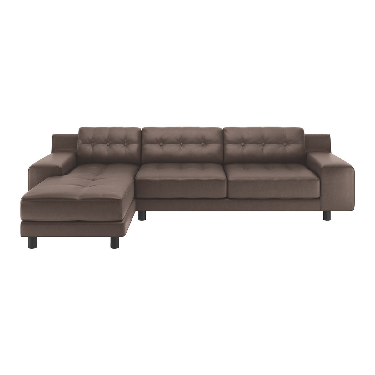 Hendricks Chocolate Brown Luxury Leather Left Arm Chaise Sofa, Brown – image 1
