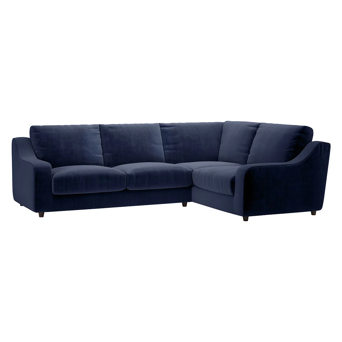 Slope Navy Blue Velvet Left Arm Corner Sofa, Dark Blue – image 3
