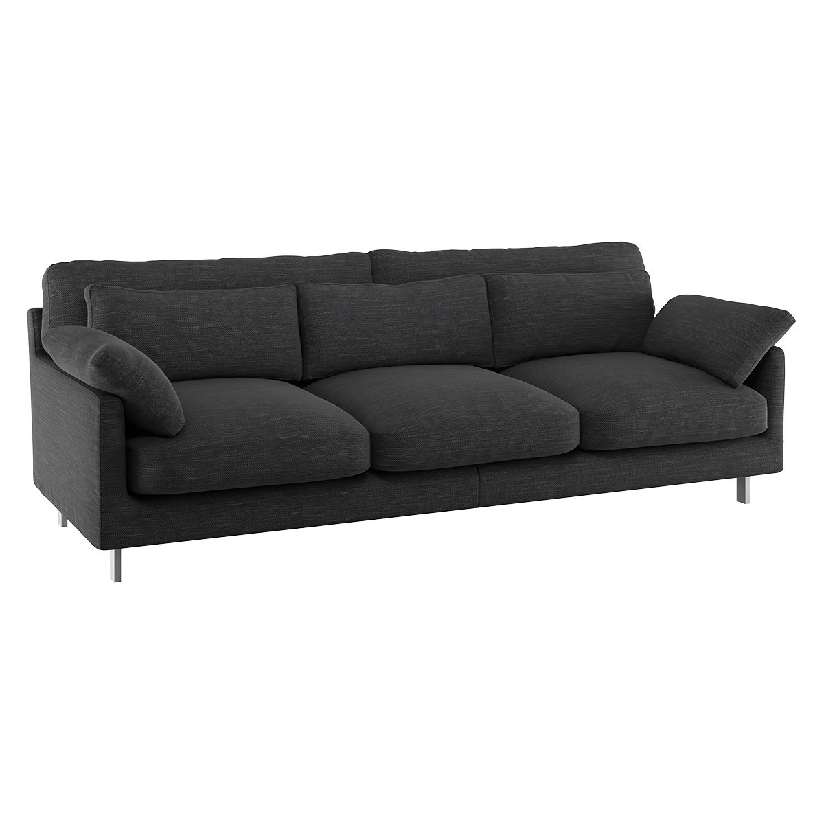 Cuscino Charcoal Grey Textured FaBric 3 Seater Sofa, Charcoal – image 3