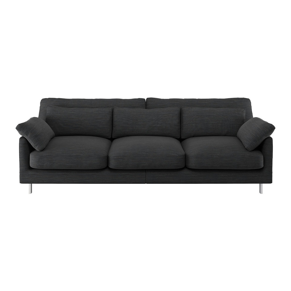 Cuscino Charcoal Grey Textured FaBric 3 Seater Sofa, Charcoal – image 1