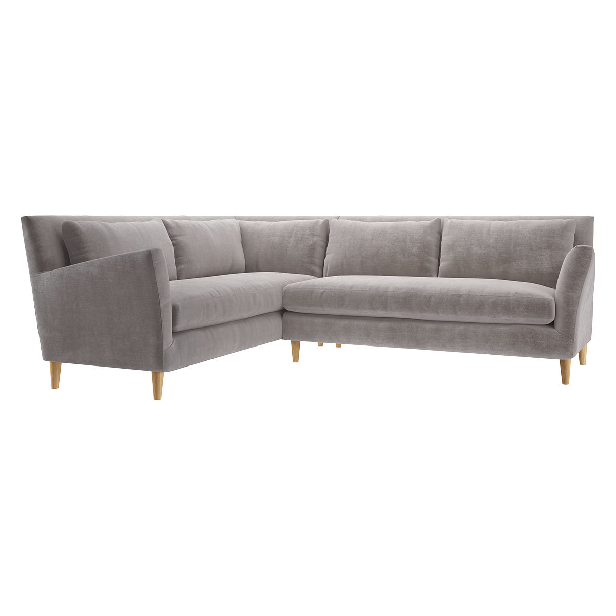 Keele Light Grey Velvet Right -Arm Corner Sofa, Grey – image 3