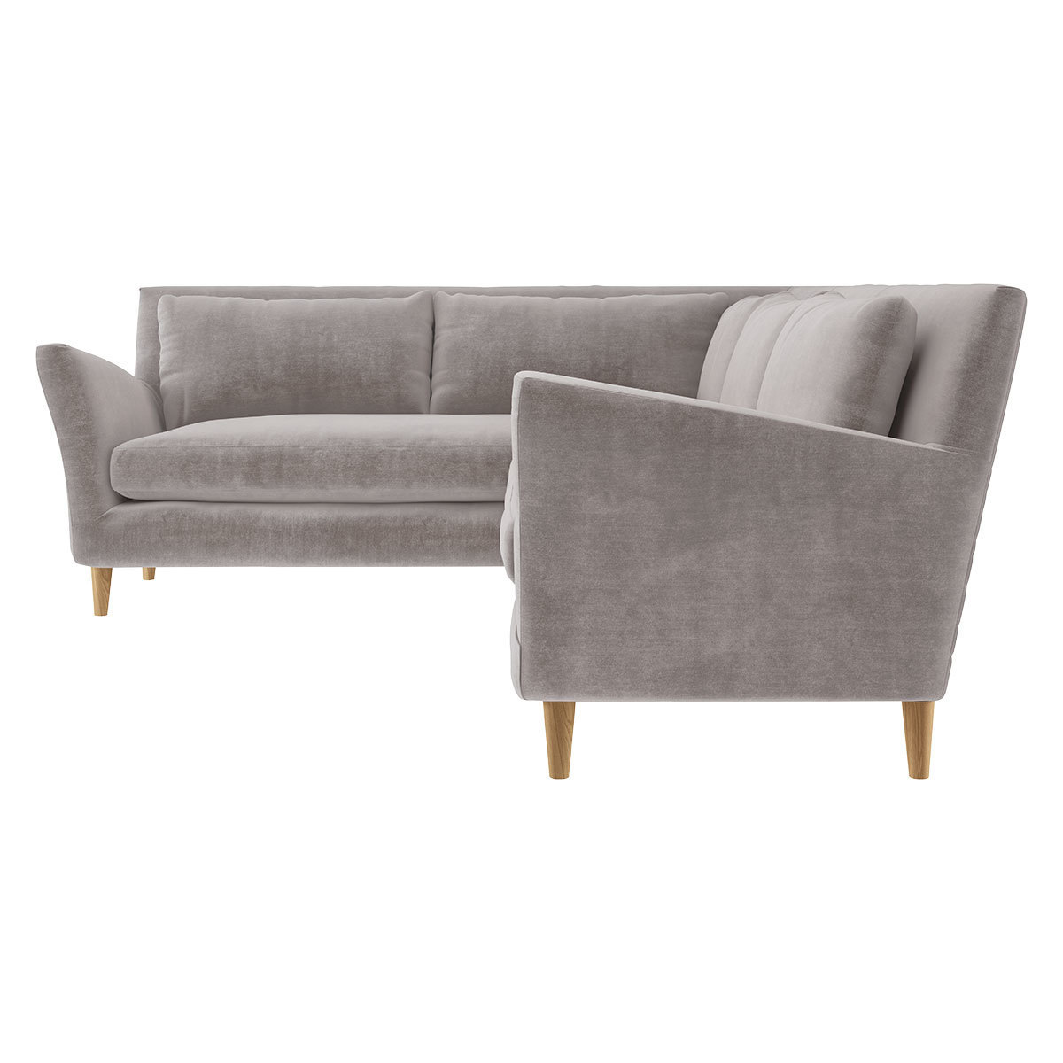 Keele Light Grey Velvet Right -Arm Corner Sofa, Grey – image 4