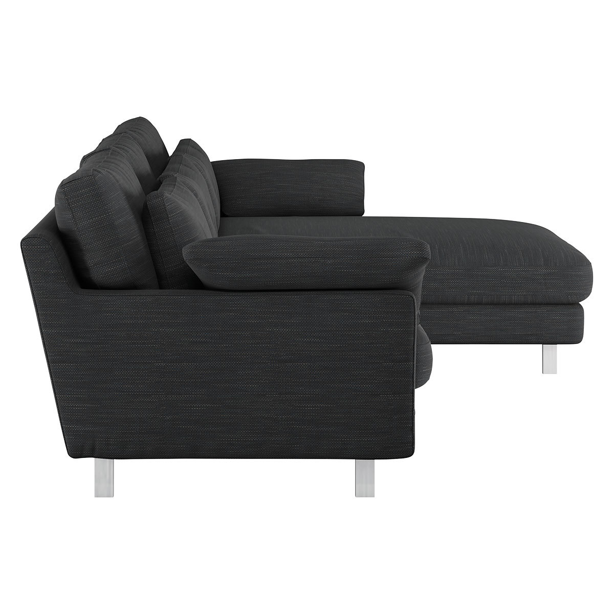 Cuscino Charcoal Grey Textured FaBric Right-Arm Chaise Sofa, Charcoal – image 4