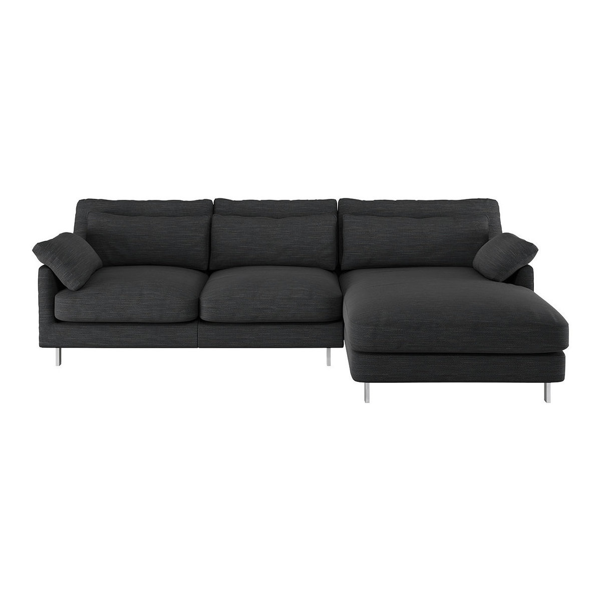Cuscino Charcoal Grey Textured FaBric Right-Arm Chaise Sofa, Charcoal – image 1