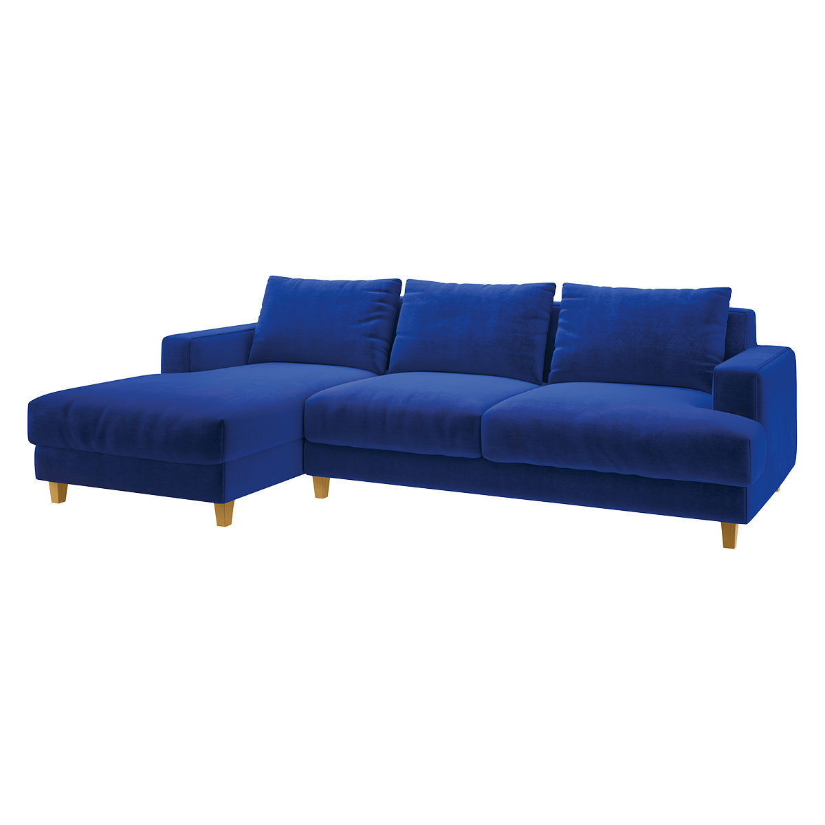 Wiltons Cobalt Blue Velvet Left Hand Chaise Sofa, Blue – image 3